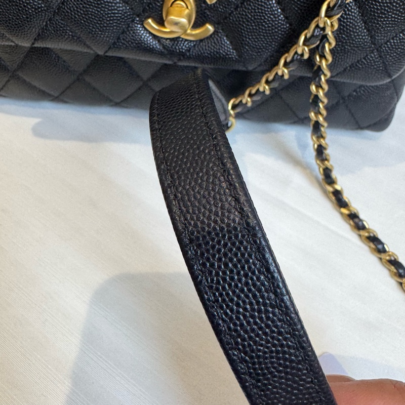 香奈兒Chanel Coco Handel牛皮黑金小號-4