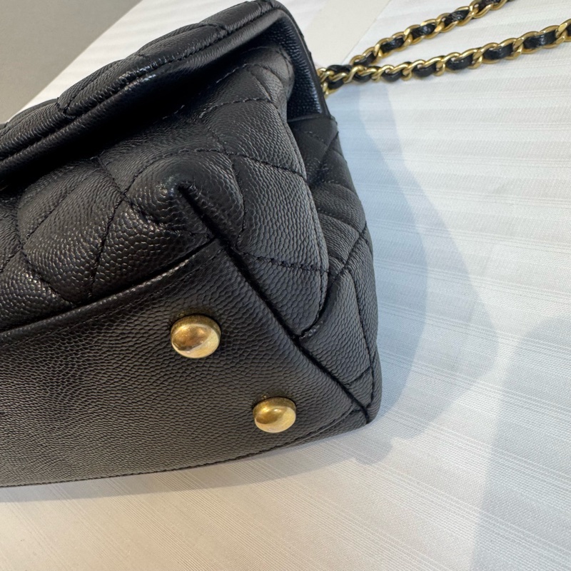 香奈兒Chanel Coco Handel牛皮黑金小號-6