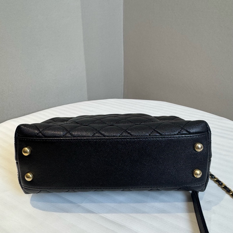 香奈兒Chanel Coco Handel牛皮黑金小號-9