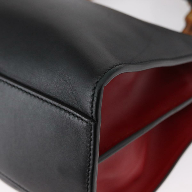 【日本直送】GUCCI Bamboo Sherry Line Nim Fair 皮革雙肩包 黑色 459076 正品 ar13801-9