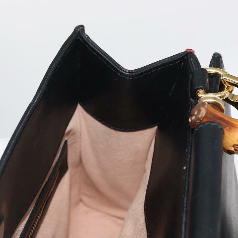 【日本直送】GUCCI Bamboo Sherry Line Nim Fair 皮革雙肩包 黑色 459076 正品 ar13801-19