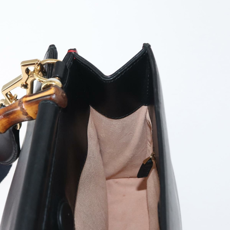 【日本直送】GUCCI Bamboo Sherry Line Nim Fair 皮革雙肩包 黑色 459076 正品 ar13801-20