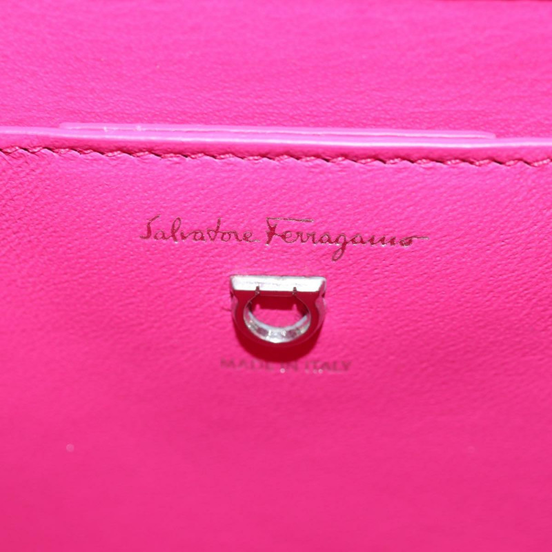【日本直送】Salvatore Ferragamo Gancini 單肩包 皮革 粉紅色 銀色 正品 BA8419V-19