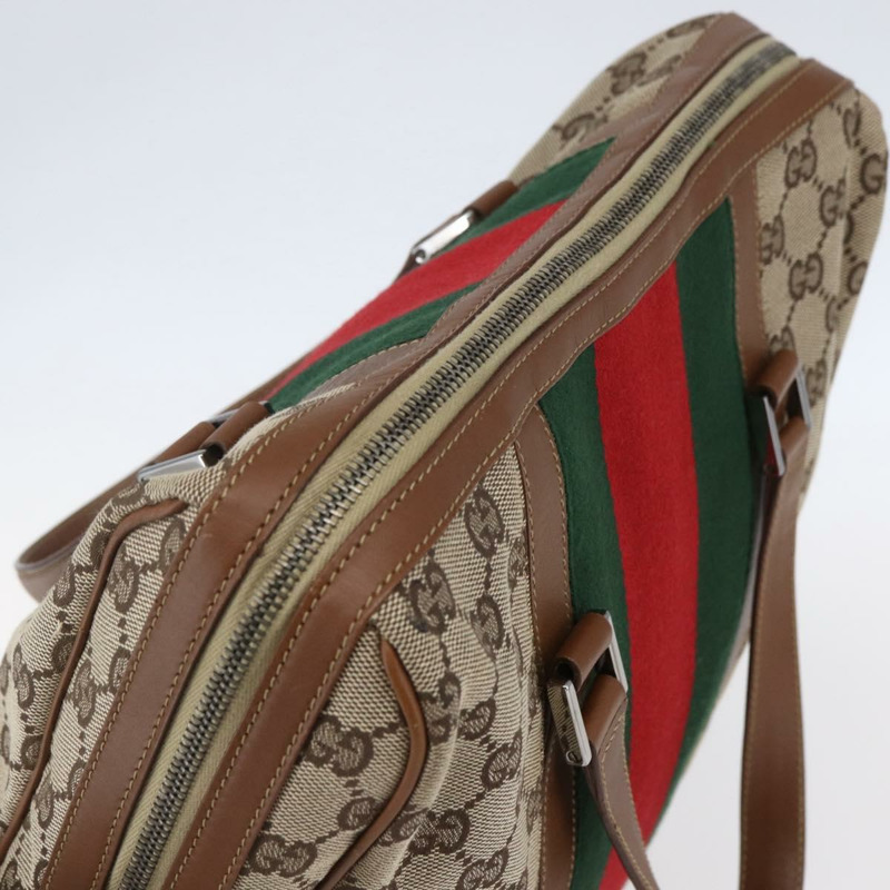 【日本直送】GUCCI GG帆布Web Sherry系列特別版手提包 米色金色 Auth mr1598-5