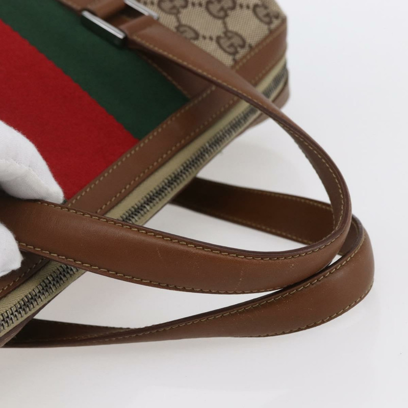 【日本直送】GUCCI GG帆布Web Sherry系列特別版手提包 米色金色 Auth mr1598-6