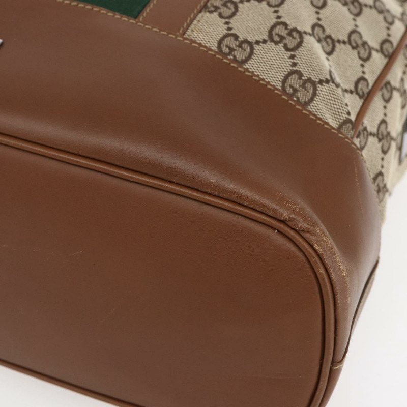 【日本直送】GUCCI GG帆布Web Sherry系列特別版手提包 米色金色 Auth mr1598-7