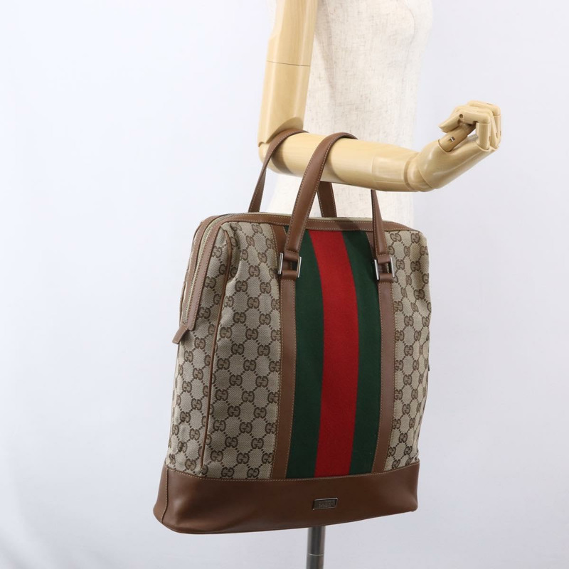 【日本直送】GUCCI GG帆布Web Sherry系列特別版手提包 米色金色 Auth mr1598-22