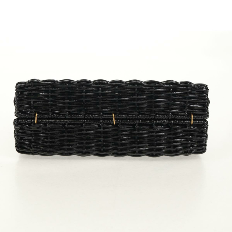 【日本直送】Salvatore Ferragamo Chain Gancini 單肩包，藤編黑金色，正品 154910V-4