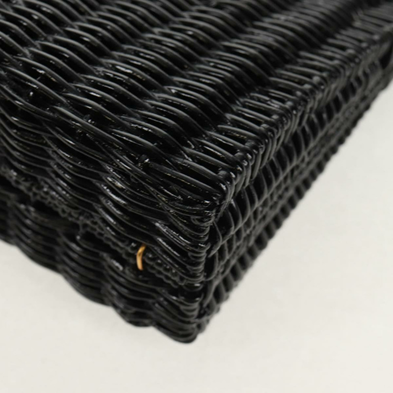 【日本直送】Salvatore Ferragamo Chain Gancini 單肩包，藤編黑金色，正品 154910V-13