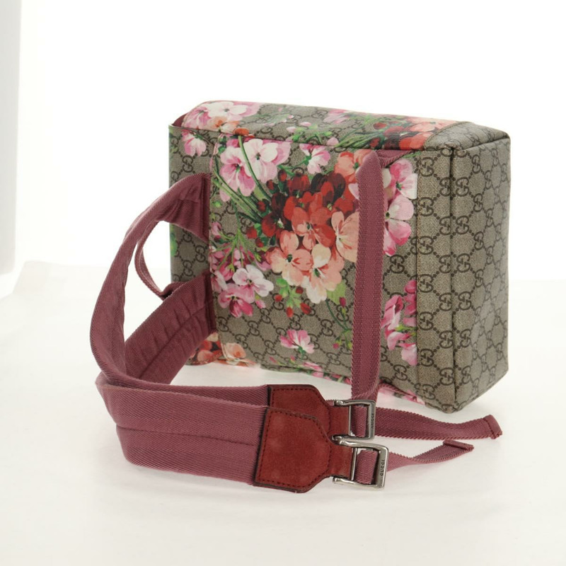 【日本直送】GUCCI GG Blooms GG Supreme 雙肩包 PVC 米色 銀色 410544 正品 ka598M-6
