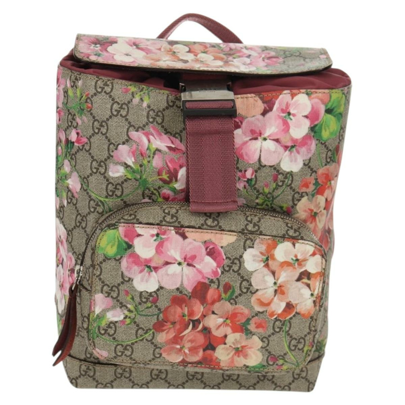 【日本直送】GUCCI GG Blooms GG Supreme 雙肩包 PVC 米色 銀色 410544 正品 ka598M-12