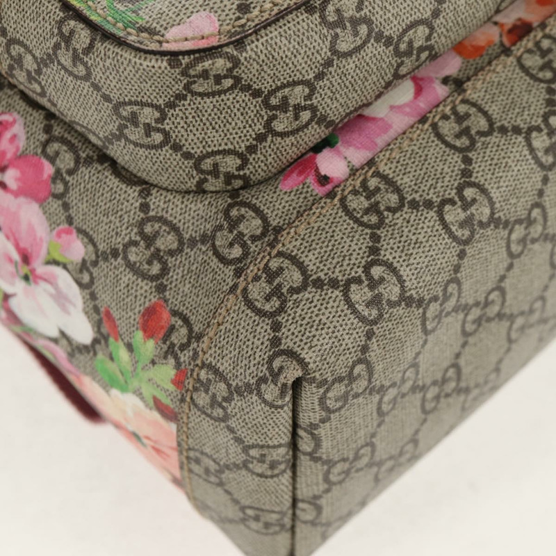 【日本直送】GUCCI GG Blooms GG Supreme 雙肩包 PVC 米色 銀色 410544 正品 ka598M-14