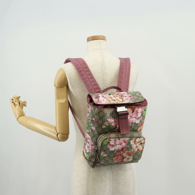 【日本直送】GUCCI GG Blooms GG Supreme 雙肩包 PVC 米色 銀色 410544 正品 ka598M-26