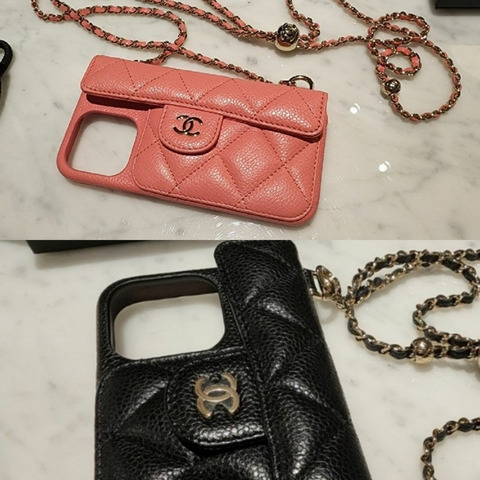 CHANEL 適用於 iPhone 12 Pro 13 Pro 的金球 iPhone 手機殼，魚子醬色