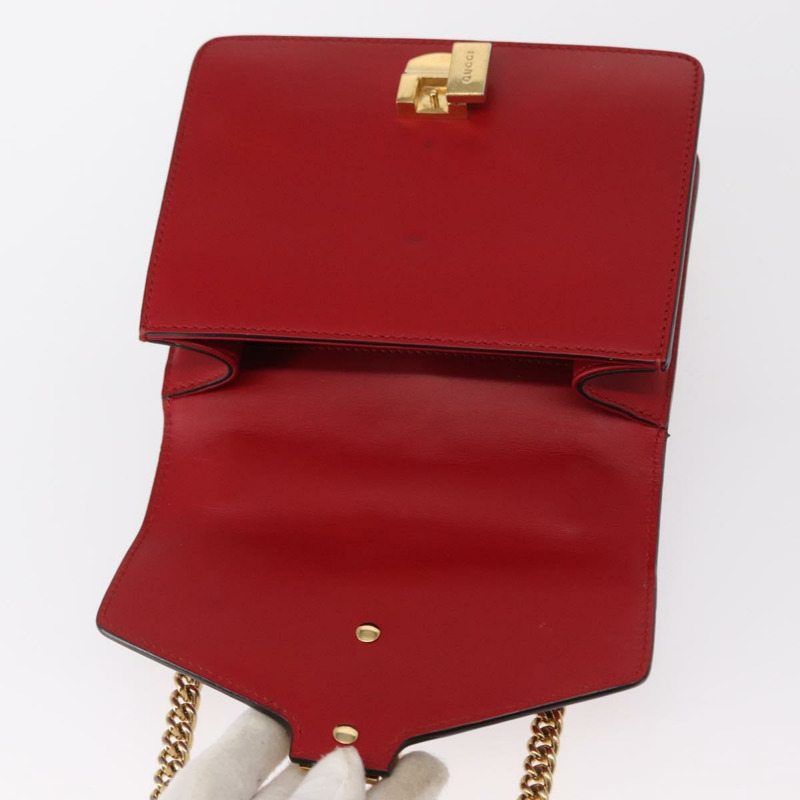 【日本直送】GUCCI Sylvie Sherry Line 鏈條單肩包 皮革 紅色 金色 431666 正品 ar13813-8