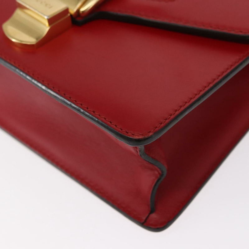 【日本直送】GUCCI Sylvie Sherry Line 鏈條單肩包 皮革 紅色 金色 431666 正品 ar13813-15