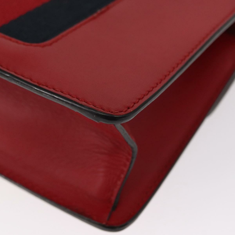 【日本直送】GUCCI Sylvie Sherry Line 鏈條單肩包 皮革 紅色 金色 431666 正品 ar13813-17