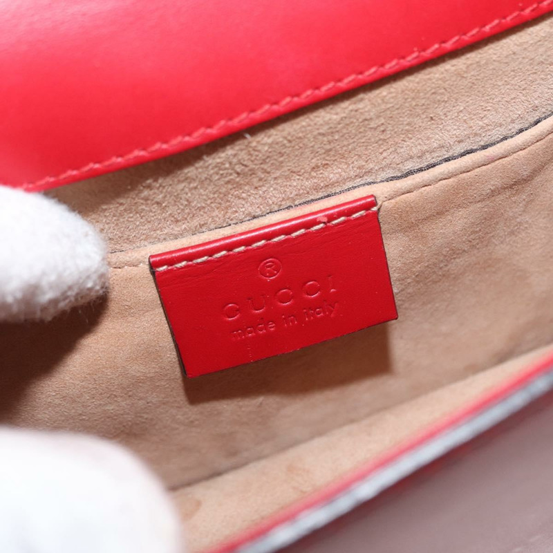 【日本直送】GUCCI Sylvie Sherry Line 鏈條單肩包 皮革 紅色 金色 431666 正品 ar13813-19