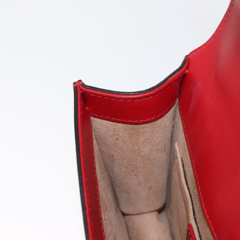 【日本直送】GUCCI Sylvie Sherry Line 鏈條單肩包 皮革 紅色 金色 431666 正品 ar13813-21