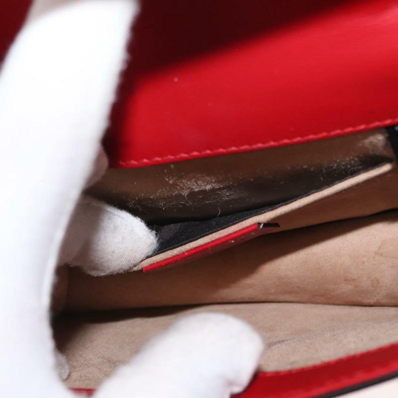 【日本直送】GUCCI Sylvie Sherry Line 鏈條單肩包 皮革 紅色 金色 431666 正品 ar13813-22