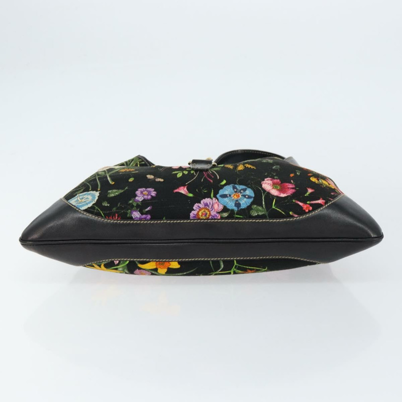 【日本直送】GUCCI Flora帆布單肩包 黑色 金色 153029 正品 156047-4