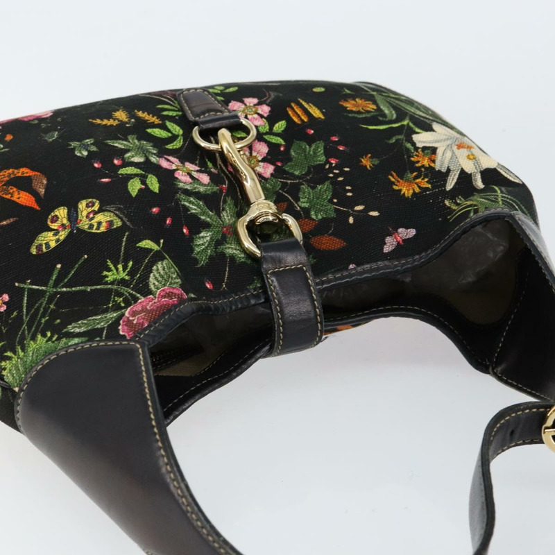 【日本直送】GUCCI Flora帆布單肩包 黑色 金色 153029 正品 156047-5