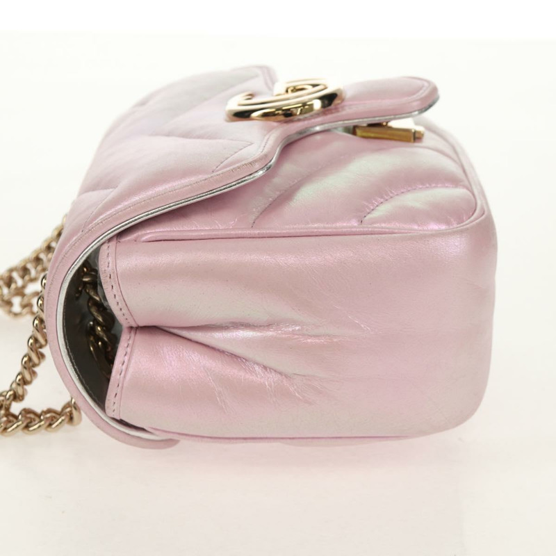 【日本直送】GUCCI GG Marmont 鏈條單肩包 皮革 粉紅金 739682 正品 154073V-3