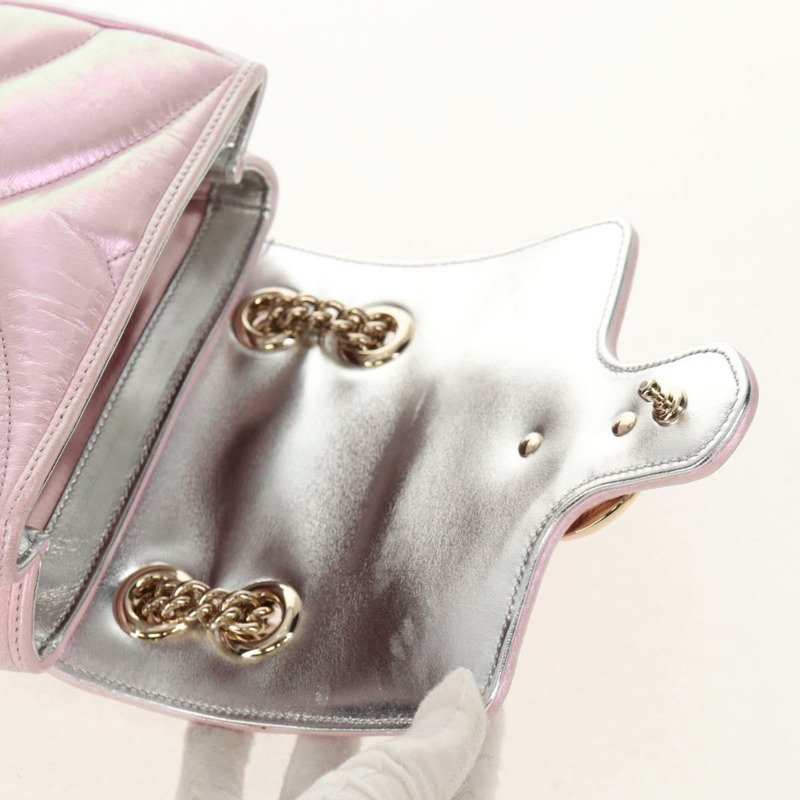 【日本直送】GUCCI GG Marmont 鏈條單肩包 皮革 粉紅金 739682 正品 154073V-9