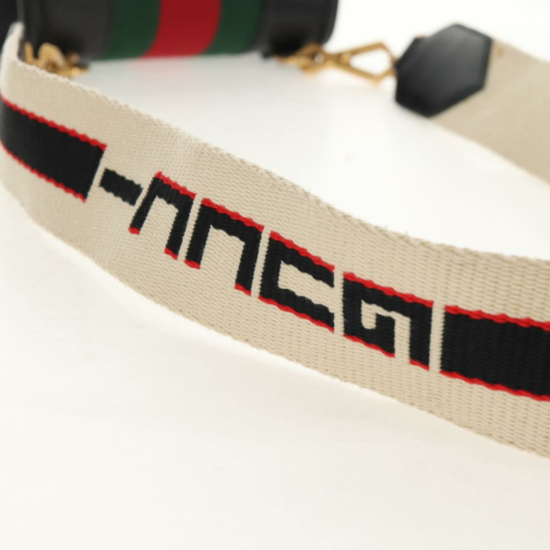 【日本直送】GUCCI 圖騰蝴蝶織紋雪莉線手提包,黑色皮革,貨號 505387,正品編號 153330SAM-7