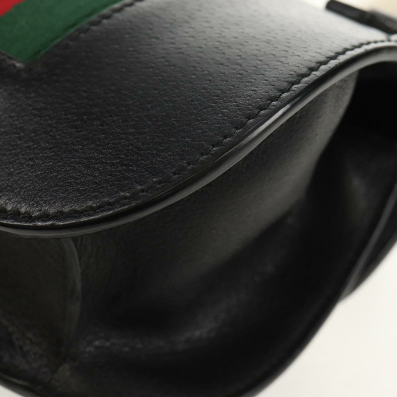 【日本直送】GUCCI 圖騰蝴蝶織紋雪莉線手提包,黑色皮革,貨號 505387,正品編號 153330SAM-18