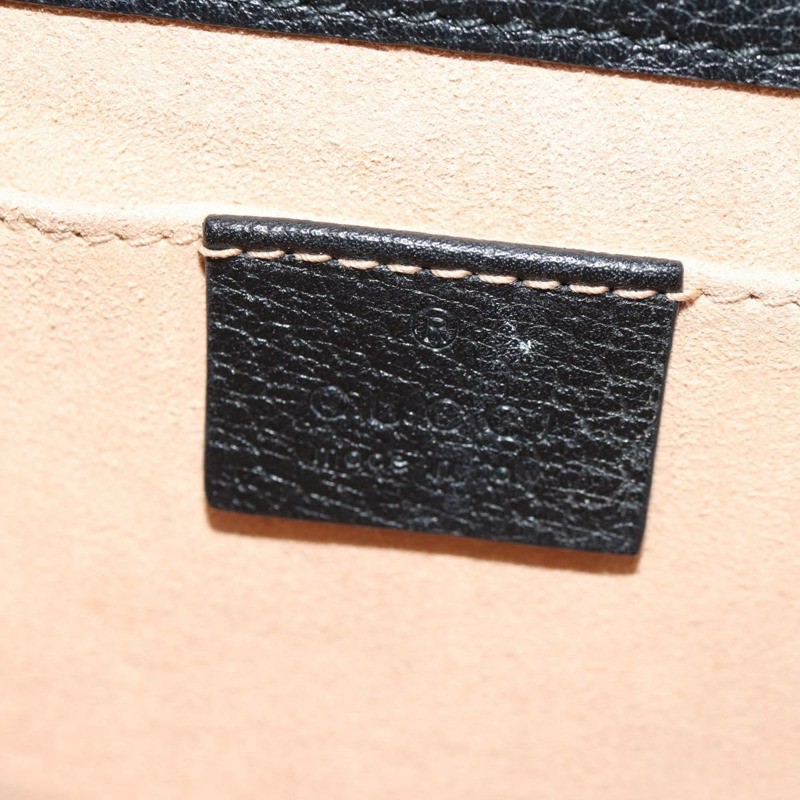 【日本直送】GUCCI 圖騰蝴蝶織紋雪莉線手提包,黑色皮革,貨號 505387,正品編號 153330SAM-23