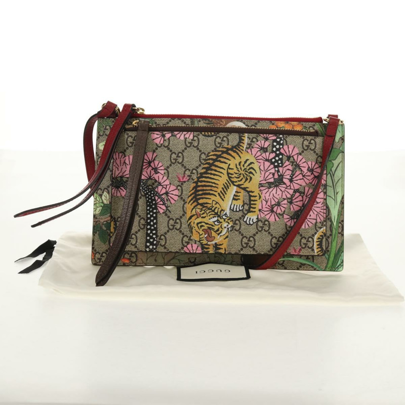 【日本直送】GUCCI GG Supreme 孟加拉虎花卉包 PVC 米色金色 454111 正品 154913SAM-11