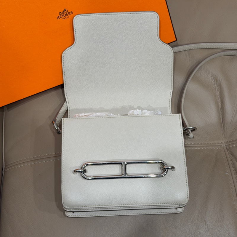 99新全配❤️ #愛馬仕 #豬鼻子19 #roulis #mini #冰川白 銀扣-17