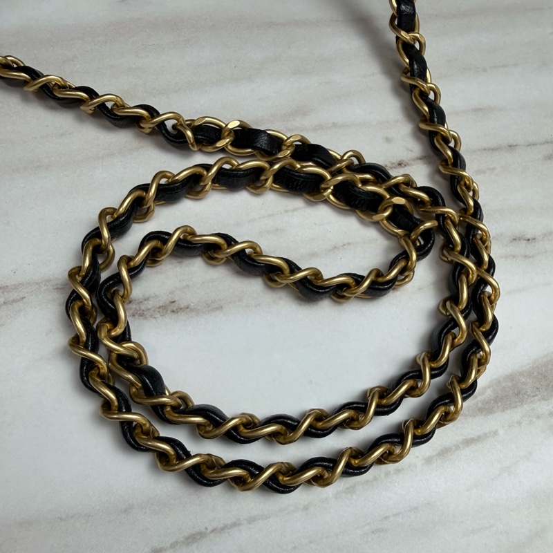 Chanel 香奈兒 22K復古方胖 菱格紋口蓋包  黑色金鏈-16