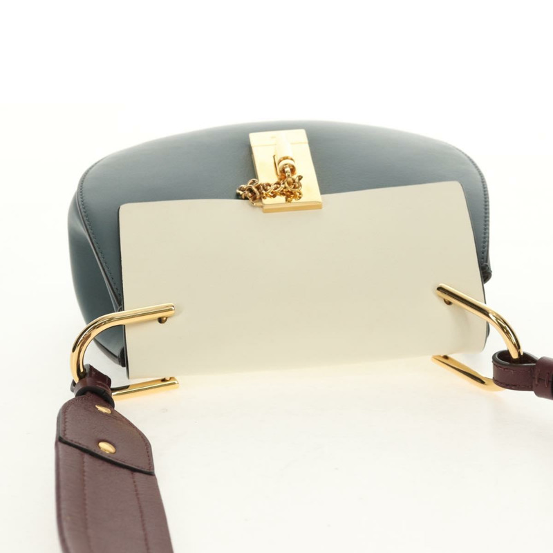 【日本直送】Chloe 鏈條 Drew 單肩包 皮革 藍色 金色 正品 BA8436V-5