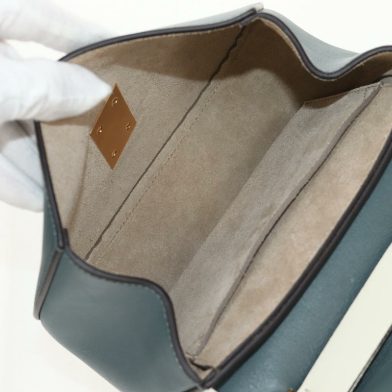 【日本直送】Chloe 鏈條 Drew 單肩包 皮革 藍色 金色 正品 BA8436V-9