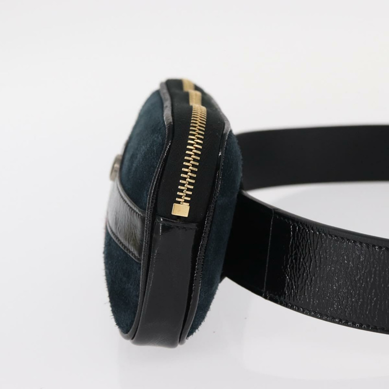 【日本直送】GUCCI Sherry Line 腰包 麂皮琺瑯海軍藍金色 519308 Auth mr1606-2
