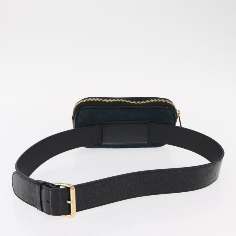 【日本直送】GUCCI Sherry Line 腰包 麂皮琺瑯海軍藍金色 519308 Auth mr1606-6