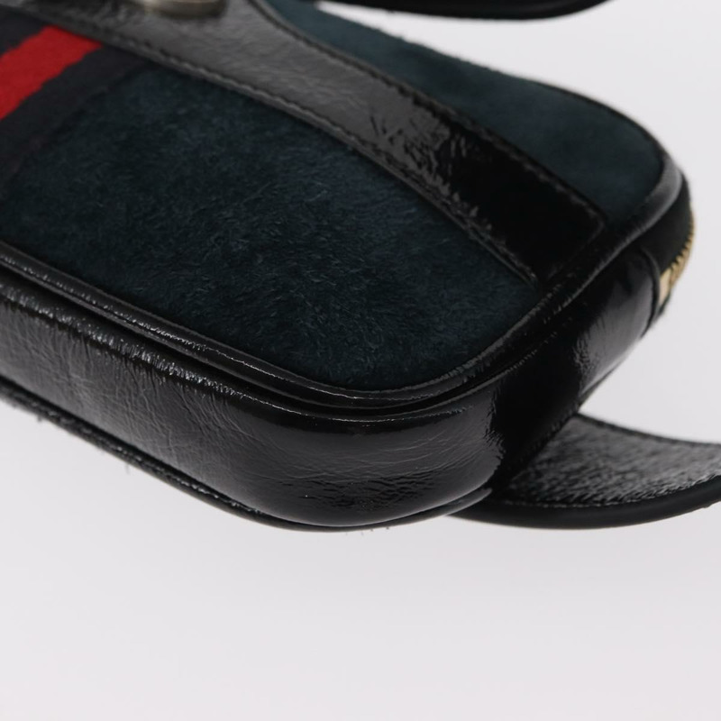 【日本直送】GUCCI Sherry Line 腰包 麂皮琺瑯海軍藍金色 519308 Auth mr1606-15