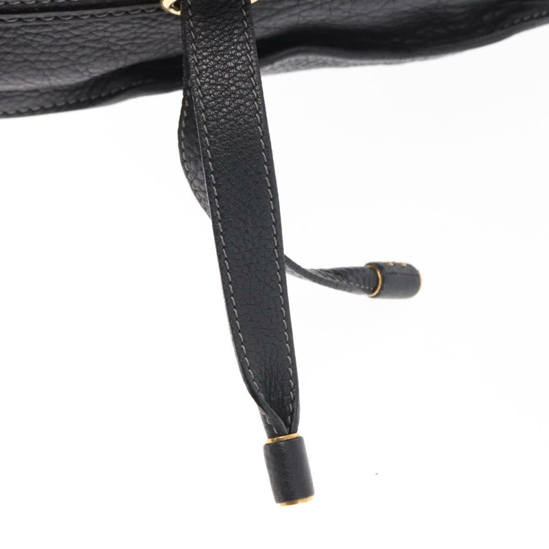 【日本直送】Chloe Marcie 手提包，黑色金色皮革，正品 am9872-9