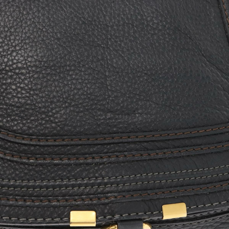 【日本直送】Chloe Marcie 手提包，黑色金色皮革，正品 am9872-17