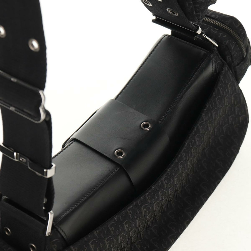 【日本直送】Christian Dior Trotter帆布街頭時尚肩背包 黑色銀色 正品 am9801V-5
