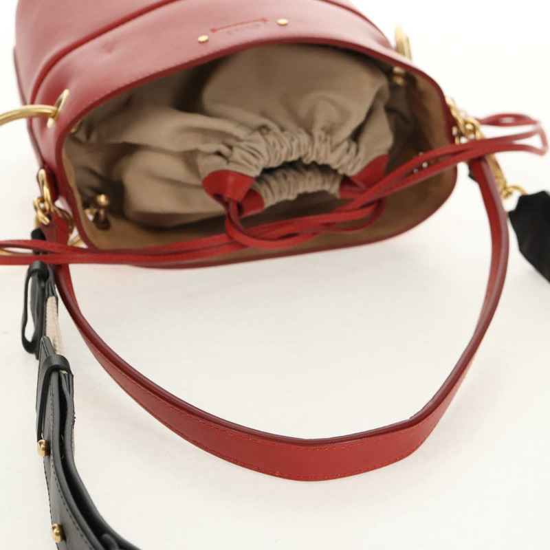 【日本直送】Chloe Mini Basket Roy 單肩包 皮革 紅色 金色 正品 BA8174M-6