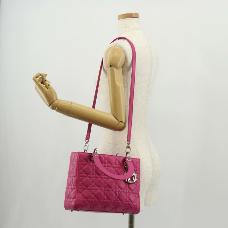 【日本直送】Christian Dior Canage Lady Dior 手提包 真皮 兩用 粉紅金配色 正品 154923SAM-26