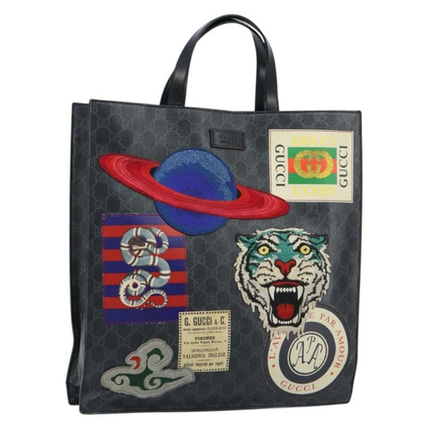 GUCCI GG Supreme Courier 手提包 PVC 黑銀 495559 正品 bs31418