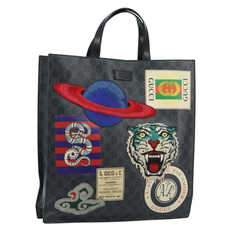 【日本直送】GUCCI GG Supreme Courier 手提包 PVC 黑銀 495559 正品 bs31418-0