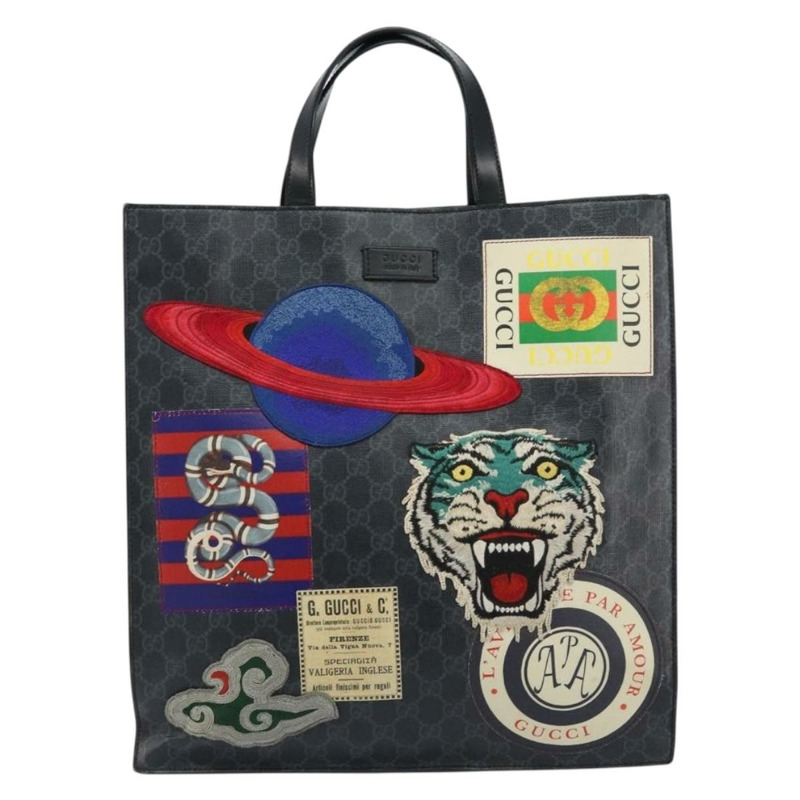 【日本直送】GUCCI GG Supreme Courier 手提包 PVC 黑銀 495559 正品 bs31418-12