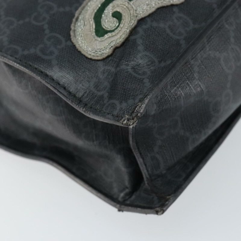 【日本直送】GUCCI GG Supreme Courier 手提包 PVC 黑銀 495559 正品 bs31418-13