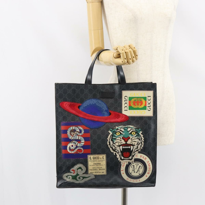 【日本直送】GUCCI GG Supreme Courier 手提包 PVC 黑銀 495559 正品 bs31418-23
