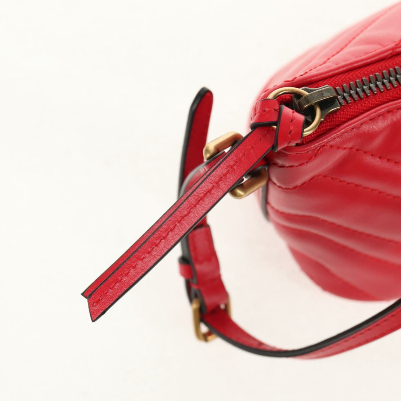 【日本直送】GUCCI GG Marmont 配件包 皮革 紅色 金色 739166 正品 ka600V-8